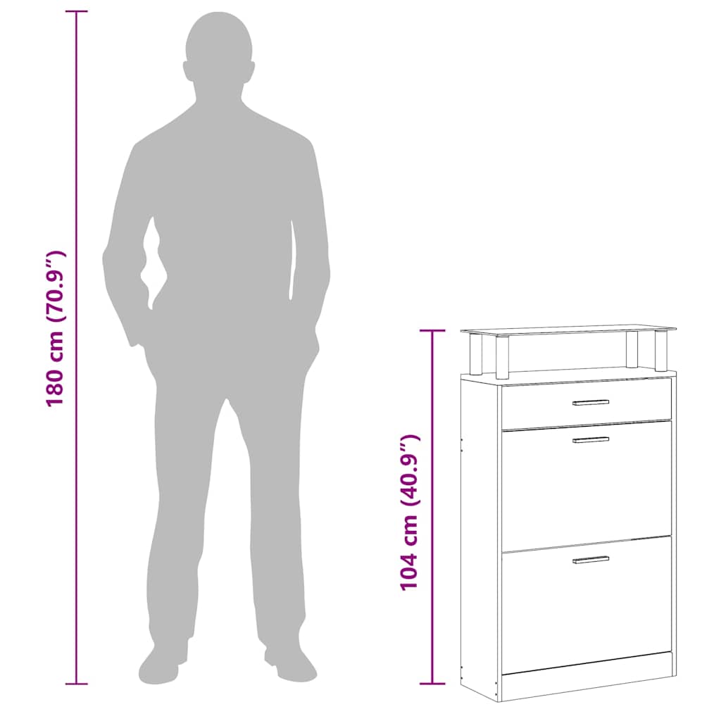 Schoenenkast met lade en glazen schap wit hout is nu te koop bij PeponiXL, paradijselijk wonen!