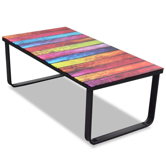 Salontafel met regenboog-print glazen tafelblad is nu te koop bij PeponiXL, paradijselijk wonen!