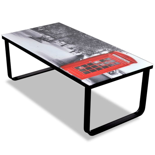 Salontafel met telefooncel-print glazen tafelblad is nu te koop bij PeponiXL, paradijselijk wonen!