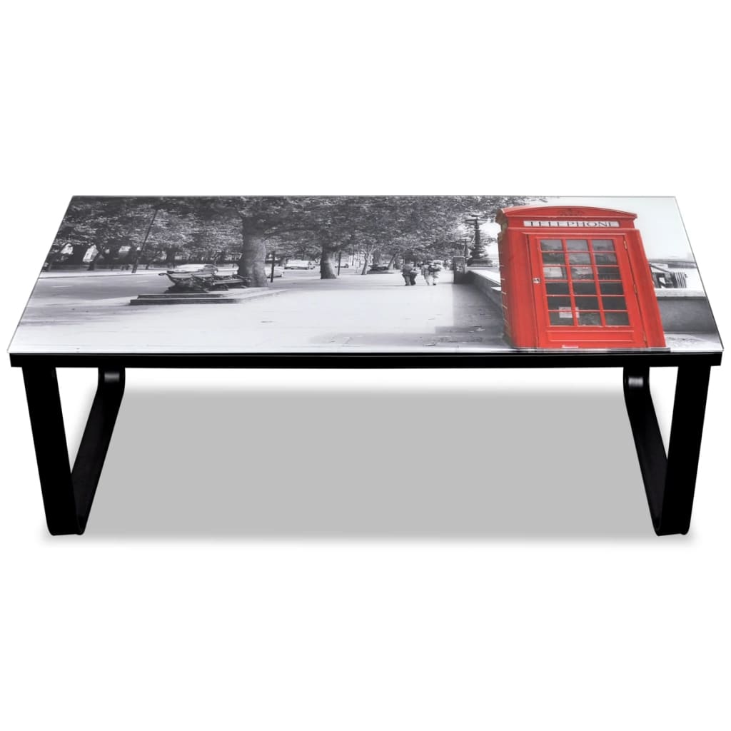 Salontafel met telefooncel-print glazen tafelblad is nu te koop bij PeponiXL, paradijselijk wonen!