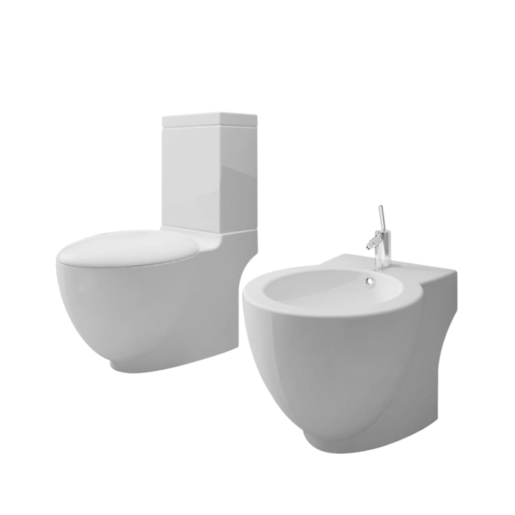 Toilet- en bidetset keramiek wit is nu te koop bij PeponiXL, paradijselijk wonen!