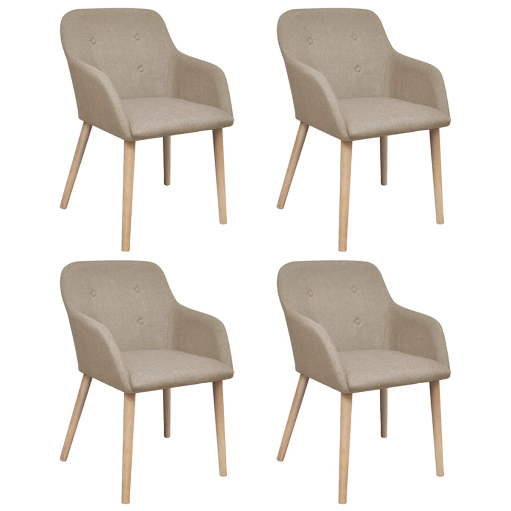 Eetkamerstoelen 4 st stof en massief eikenhout beige is nu te koop bij PeponiXL, paradijselijk wonen!