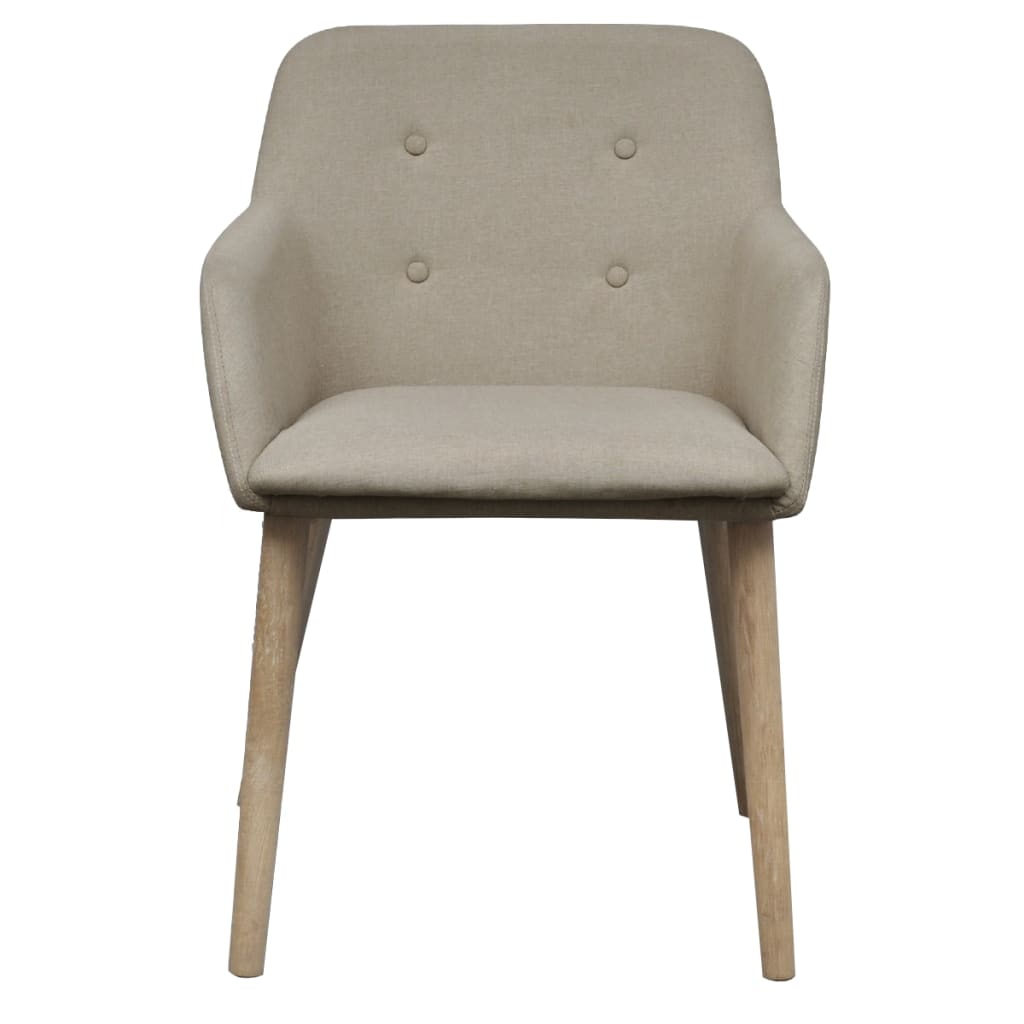 Eetkamerstoelen 4 st stof en massief eikenhout beige is nu te koop bij PeponiXL, paradijselijk wonen!