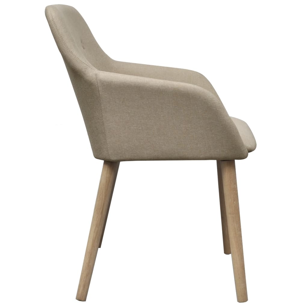 Eetkamerstoelen 4 st stof en massief eikenhout beige is nu te koop bij PeponiXL, paradijselijk wonen!