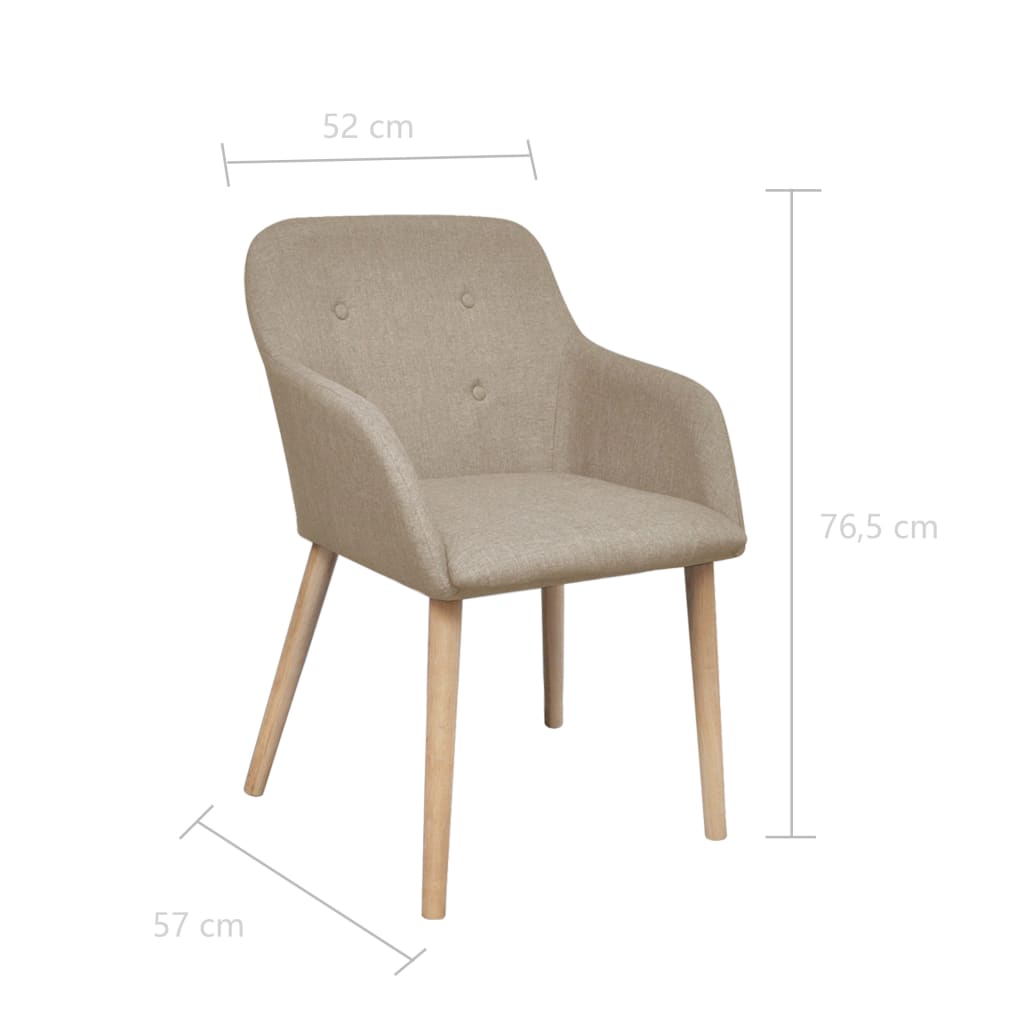 Eetkamerstoelen 4 st stof en massief eikenhout beige is nu te koop bij PeponiXL, paradijselijk wonen!
