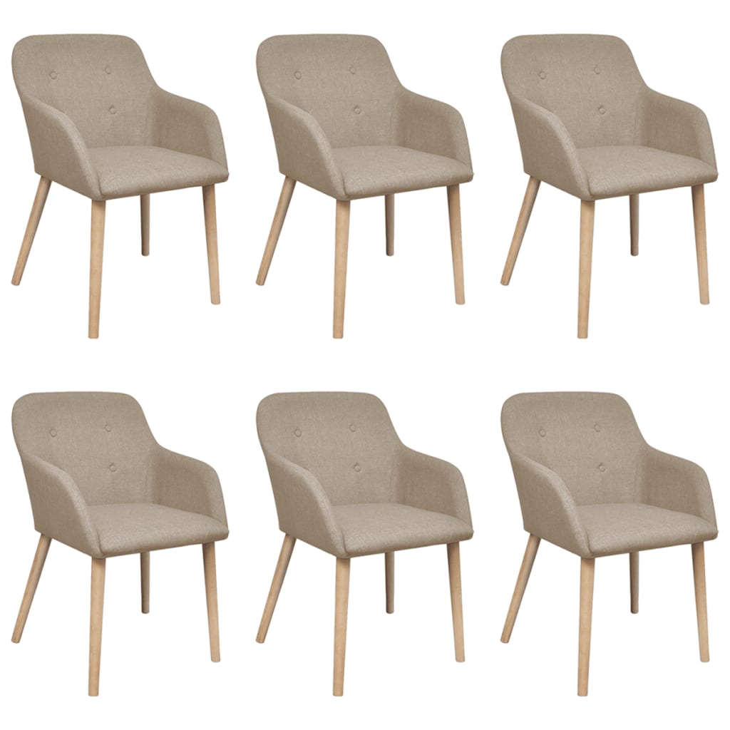 Eetkamerstoelen 6 st stof en massief eikenhout beige is nu te koop bij PeponiXL, paradijselijk wonen!