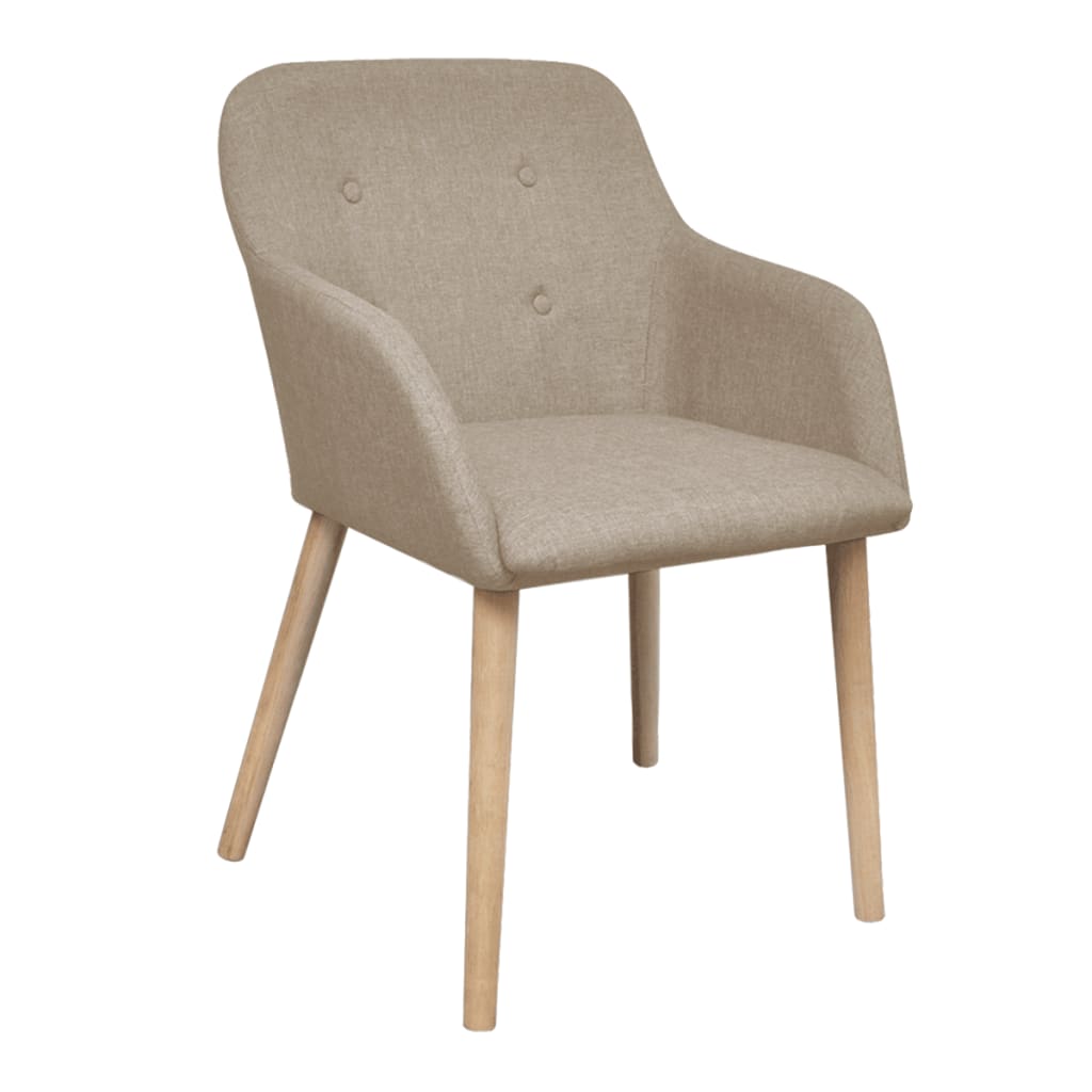 Eetkamerstoelen 6 st stof en massief eikenhout beige is nu te koop bij PeponiXL, paradijselijk wonen!