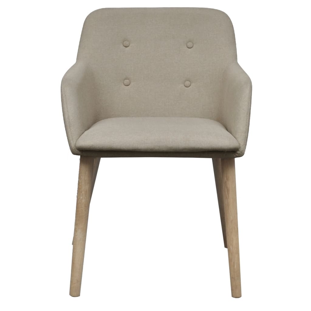 Eetkamerstoelen 6 st stof en massief eikenhout beige is nu te koop bij PeponiXL, paradijselijk wonen!