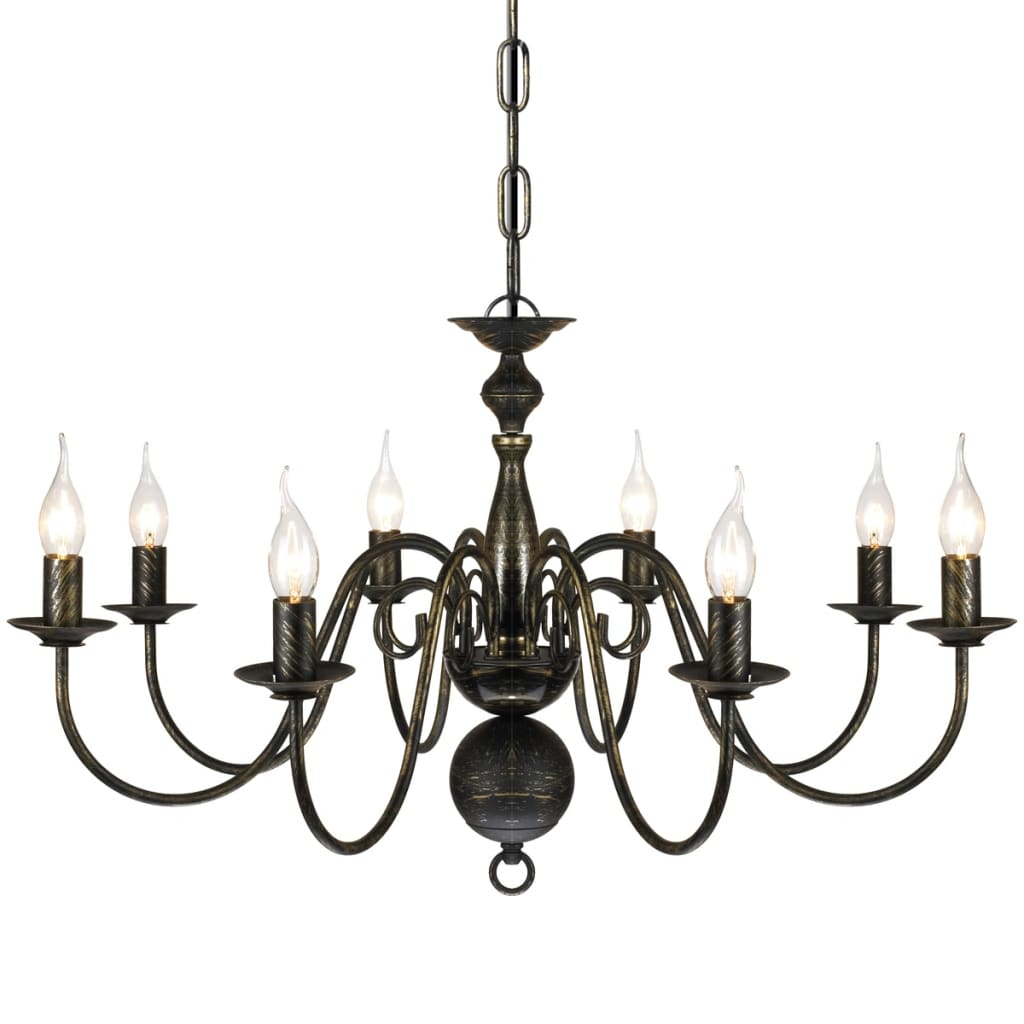 Kroonluchter zwart metaal 8 x E14 lampen is nu te koop bij PeponiXL, paradijselijk wonen!