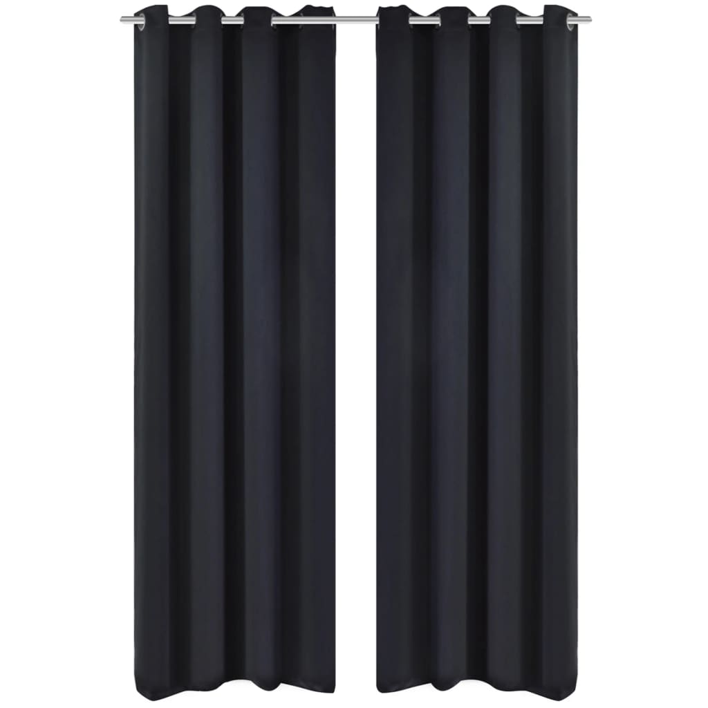 Gordijnen met metalen ringen 135 x 245 cm 2 stuks (zwart) is nu te koop bij PeponiXL, paradijselijk wonen!