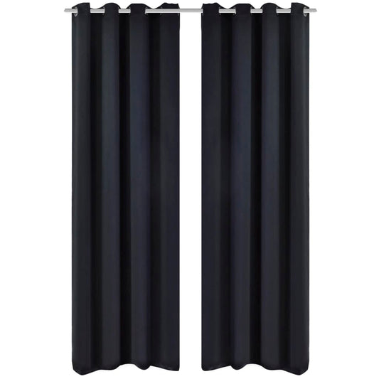 Gordijnen met metalen ringen 135 x 245 cm 2 stuks (zwart) is nu te koop bij PeponiXL, paradijselijk wonen!