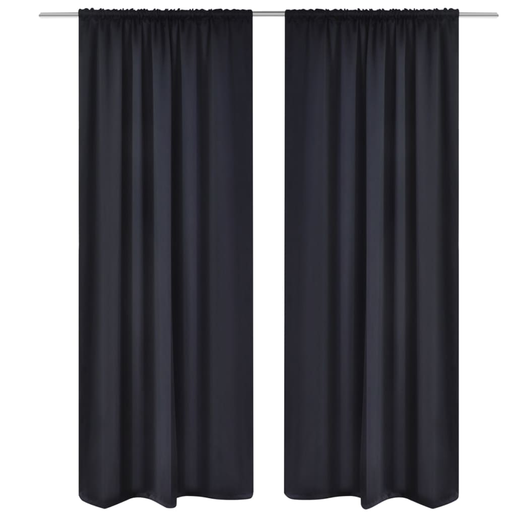 Gordijnen met gleuven 135 x 245 cm zwart 2 st is nu te koop bij PeponiXL, paradijselijk wonen!