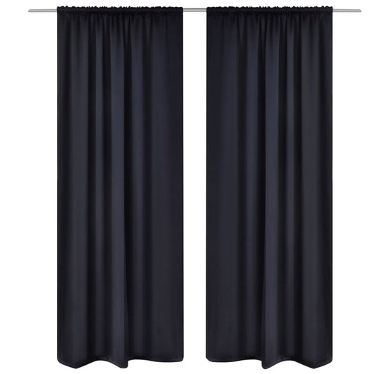 Gordijnen met gleuven 135 x 245 cm zwart 2 st is nu te koop bij PeponiXL, paradijselijk wonen!