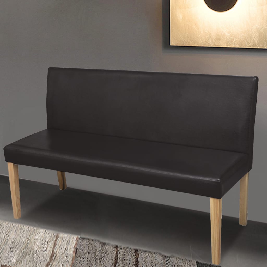 Bankje 139,5 cm kunstleer donkerbruin is nu te koop bij PeponiXL, paradijselijk wonen!