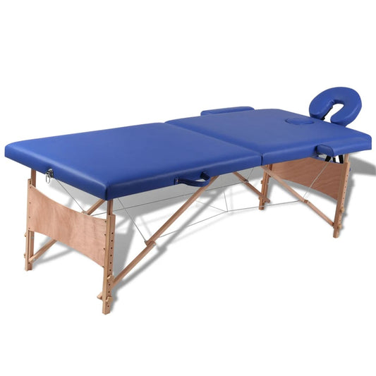 Inklapbare massagetafel 2 zones met houten frame (blauw) is nu te koop bij PeponiXL, paradijselijk wonen!