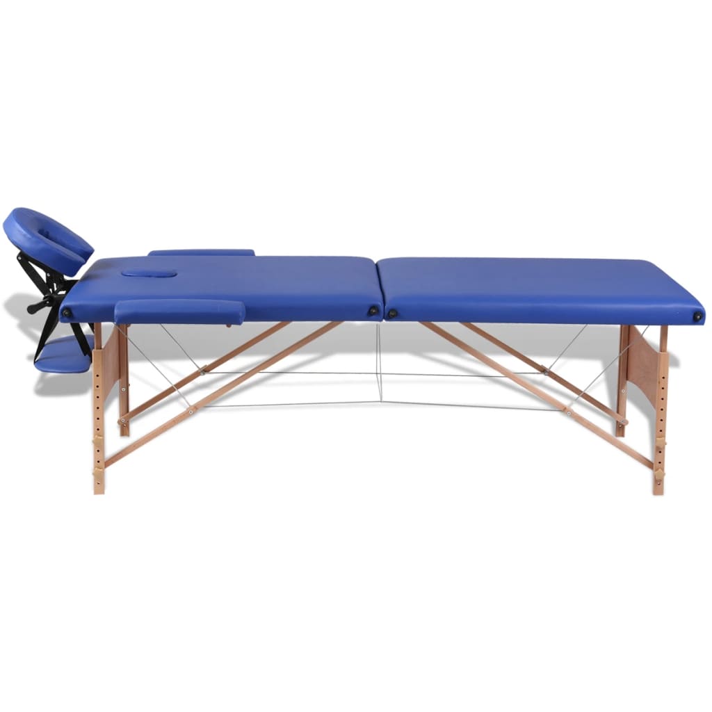 Inklapbare massagetafel 2 zones met houten frame (blauw) is nu te koop bij PeponiXL, paradijselijk wonen!