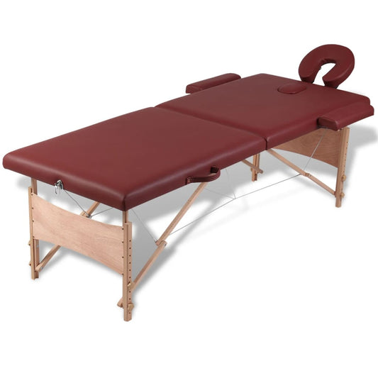 Inklapbare massagetafel 2 zones met houten frame (Rood) is nu te koop bij PeponiXL, paradijselijk wonen!