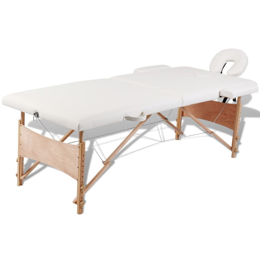 Inklapbare massagetafel 2 zones met houten frame (creme) is nu te koop bij PeponiXL, paradijselijk wonen!