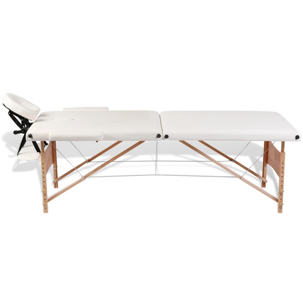 Inklapbare massagetafel 2 zones met houten frame (creme) is nu te koop bij PeponiXL, paradijselijk wonen!