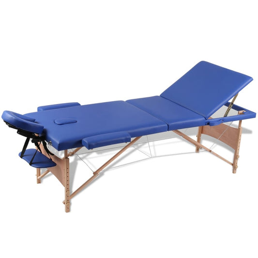 Inklapbare massagetafel 3 zones met houten frame (blauw) is nu te koop bij PeponiXL, paradijselijk wonen!