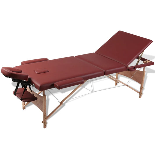 Inklapbare massagetafel 3 zones met houten frame (Rood) is nu te koop bij PeponiXL, paradijselijk wonen!