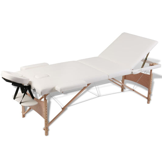 Inklapbare massagetafel 3 zones met houten frame (creme) is nu te koop bij PeponiXL, paradijselijk wonen!