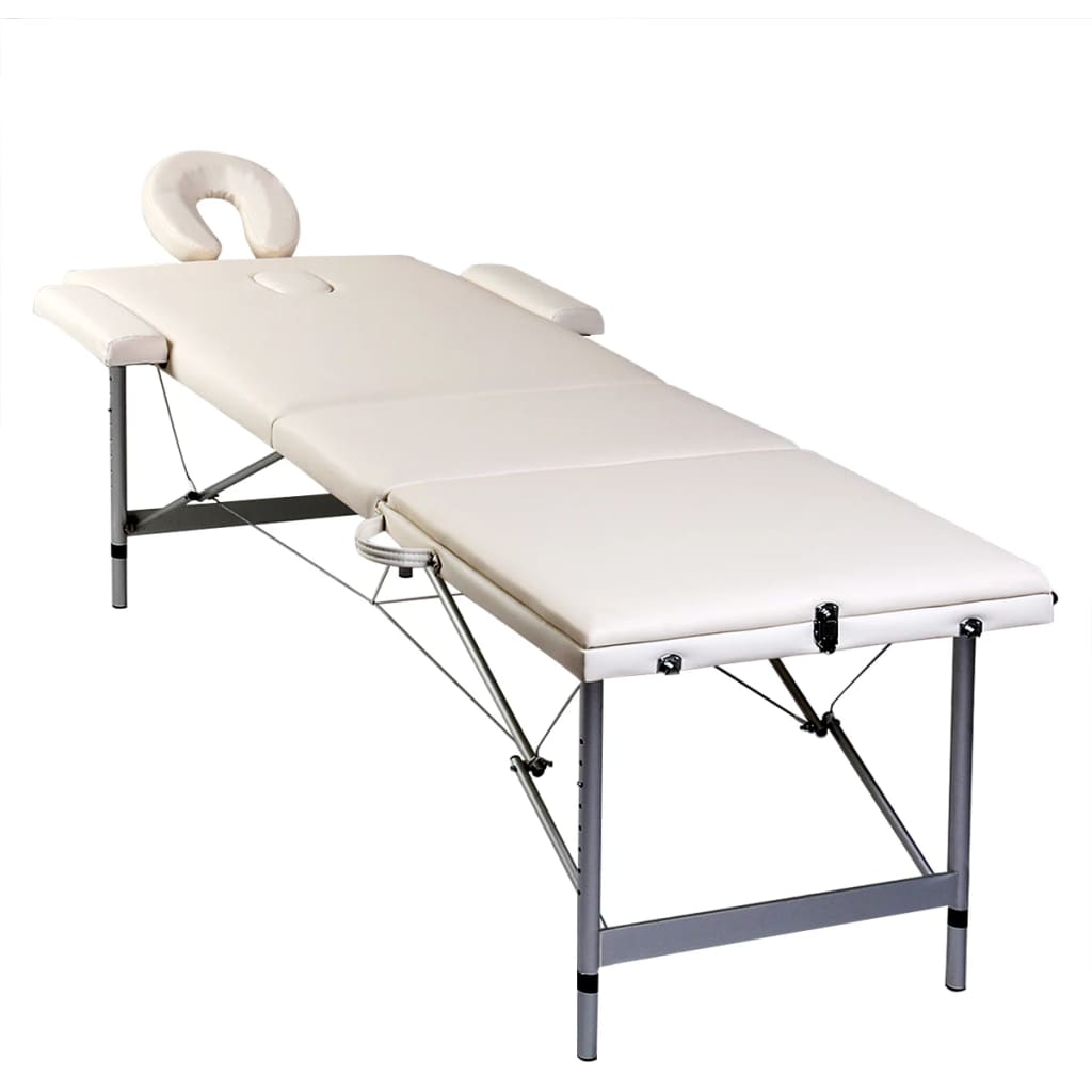 Inklapbare massagetafel 3 zones met aluminium frame (creme) is nu te koop bij PeponiXL, paradijselijk wonen!