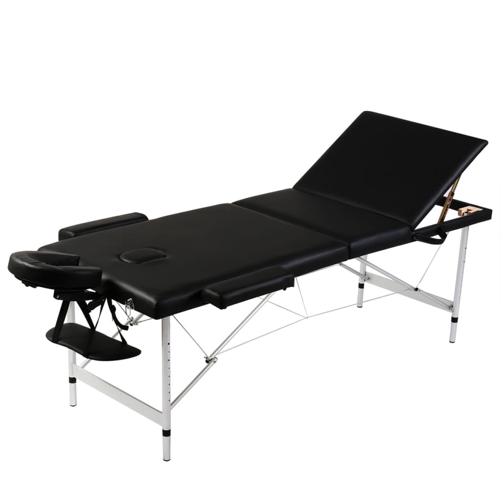 Inklapbare massagetafel 3 zones met aluminium frame (zwart) is nu te koop bij PeponiXL, paradijselijk wonen!