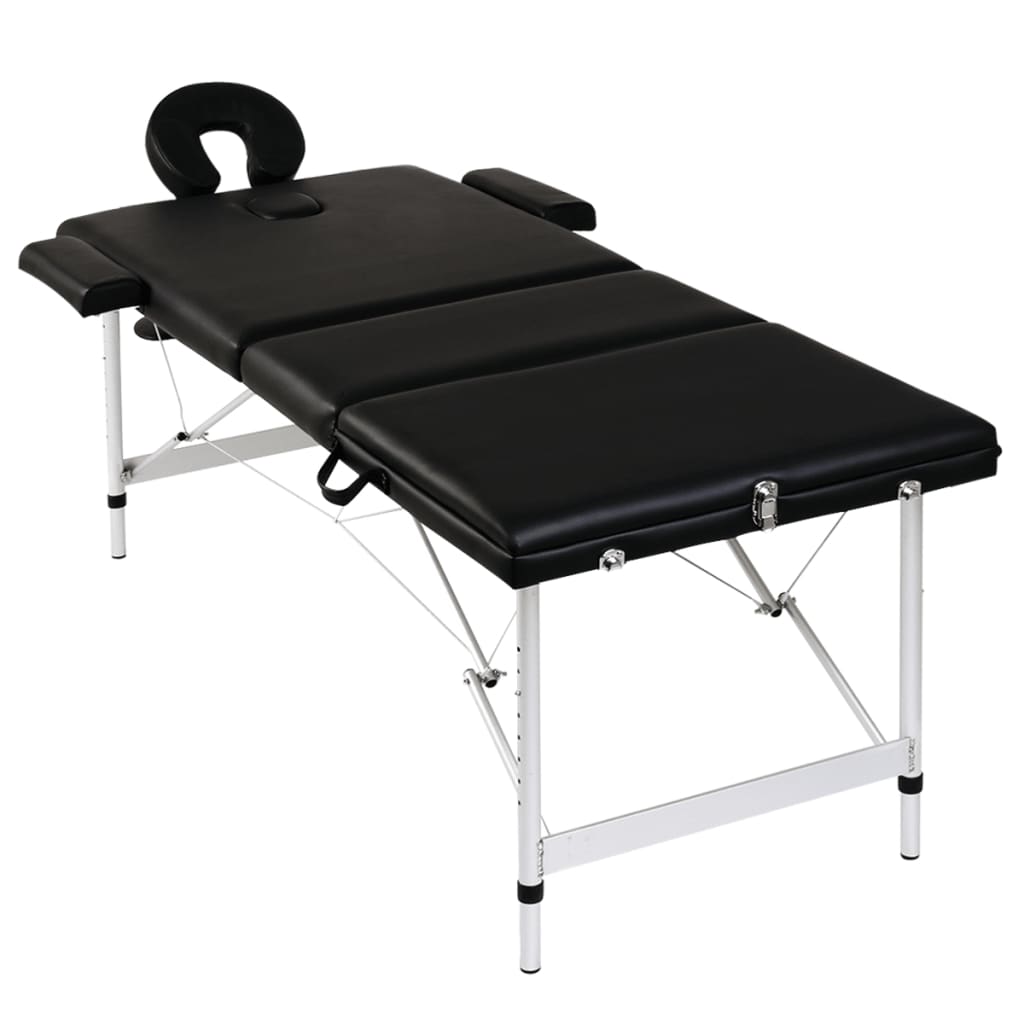 Inklapbare massagetafel 3 zones met aluminium frame (zwart) is nu te koop bij PeponiXL, paradijselijk wonen!