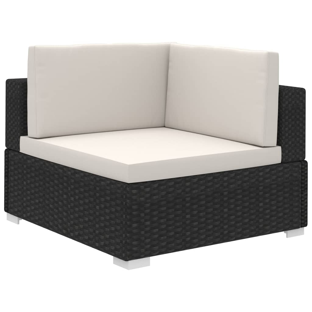 6-delige Loungeset met kussens poly rattan zwart is nu te koop bij PeponiXL, paradijselijk wonen!