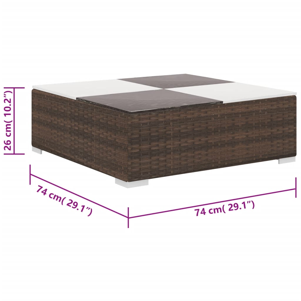6-delige Loungeset met kussens poly rattan bruin is nu te koop bij PeponiXL, paradijselijk wonen!