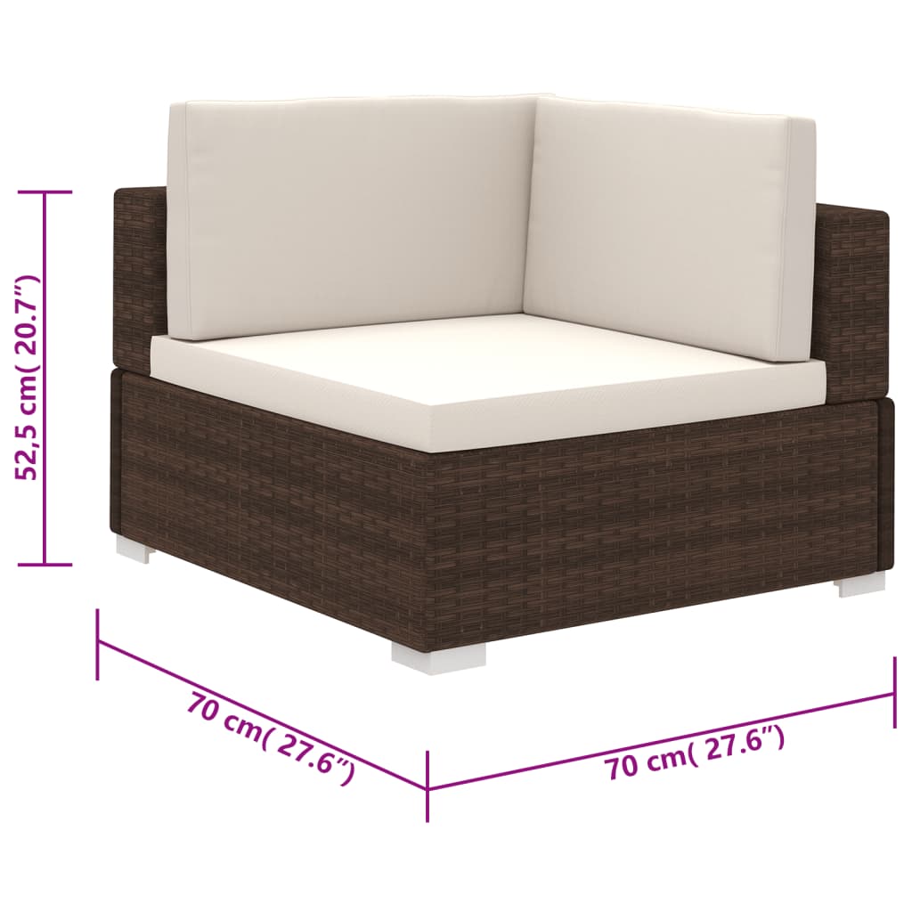6-delige Loungeset met kussens poly rattan bruin is nu te koop bij PeponiXL, paradijselijk wonen!