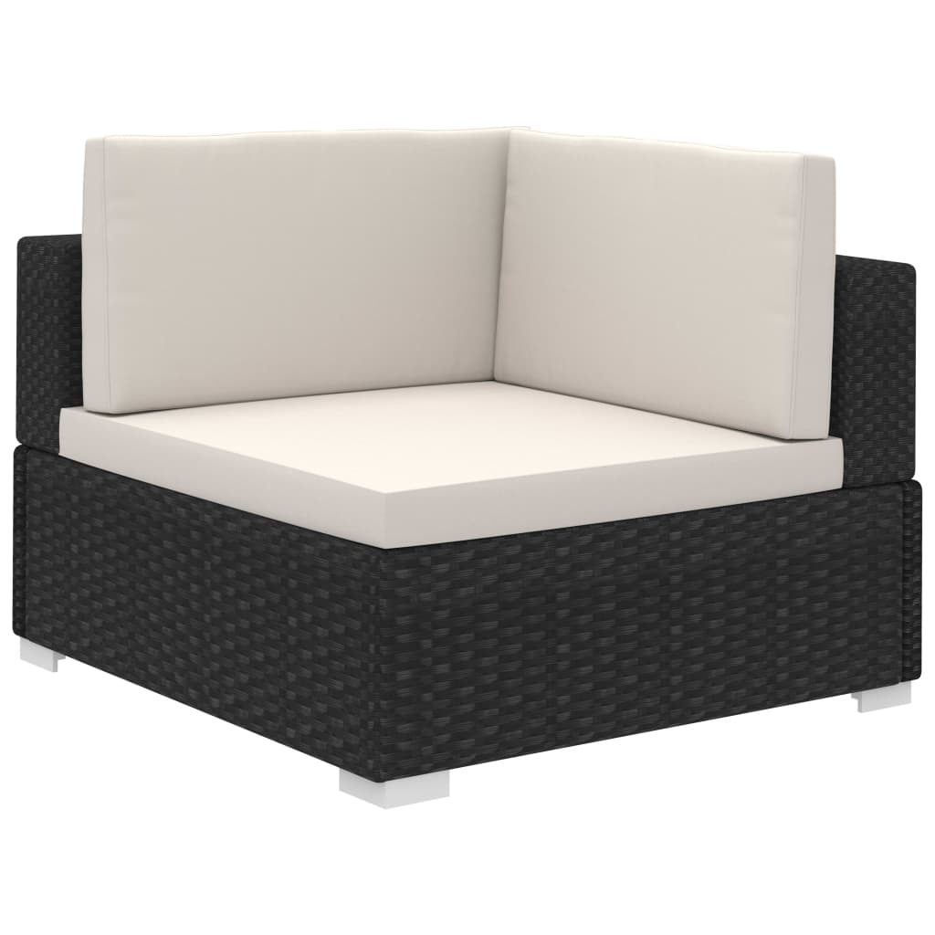 6-delige Loungeset met kussens poly rattan zwart is nu te koop bij PeponiXL, paradijselijk wonen!