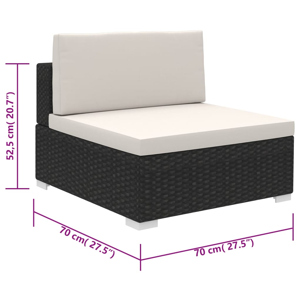 6-delige Loungeset met kussens poly rattan zwart is nu te koop bij PeponiXL, paradijselijk wonen!
