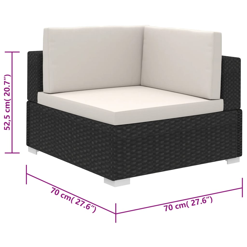6-delige Loungeset met kussens poly rattan zwart is nu te koop bij PeponiXL, paradijselijk wonen!