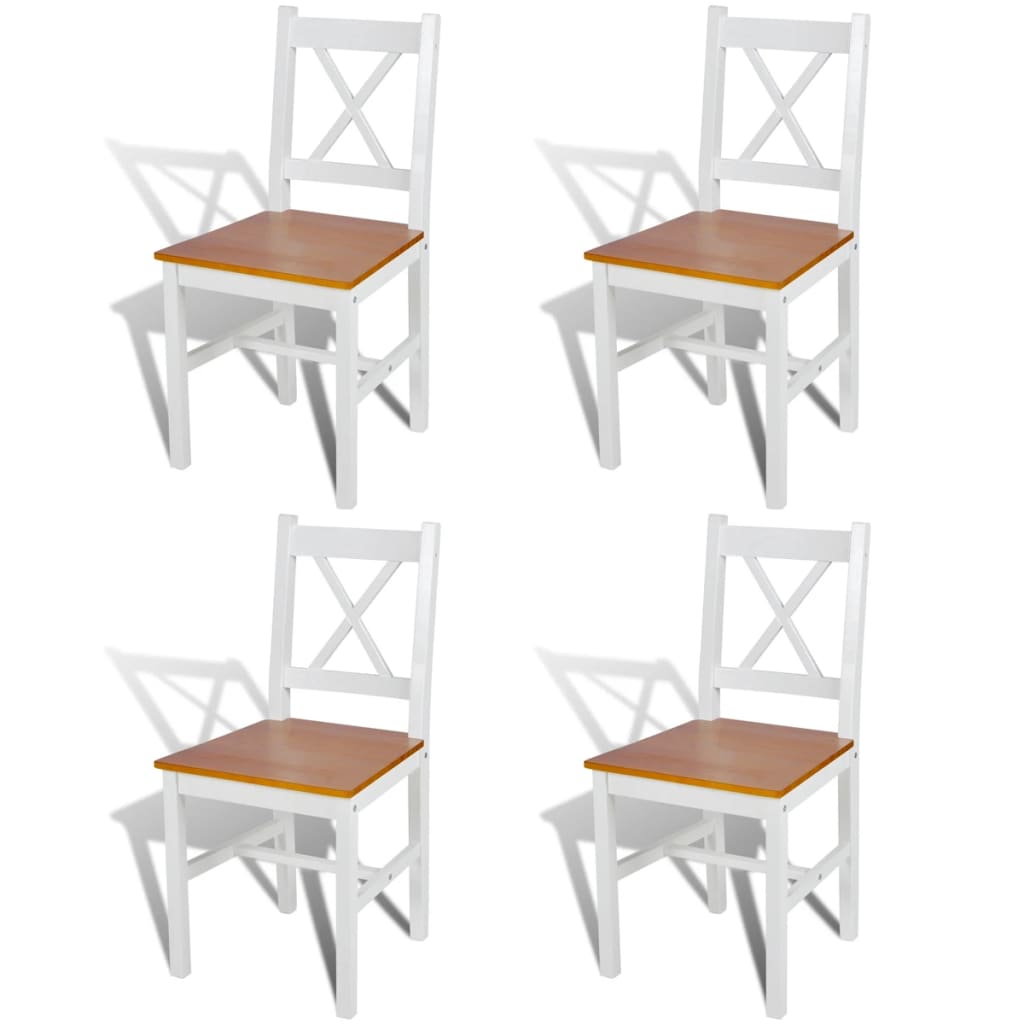 Eetkamerstoelen 4 st grenenhout wit is nu te koop bij PeponiXL, paradijselijk wonen!