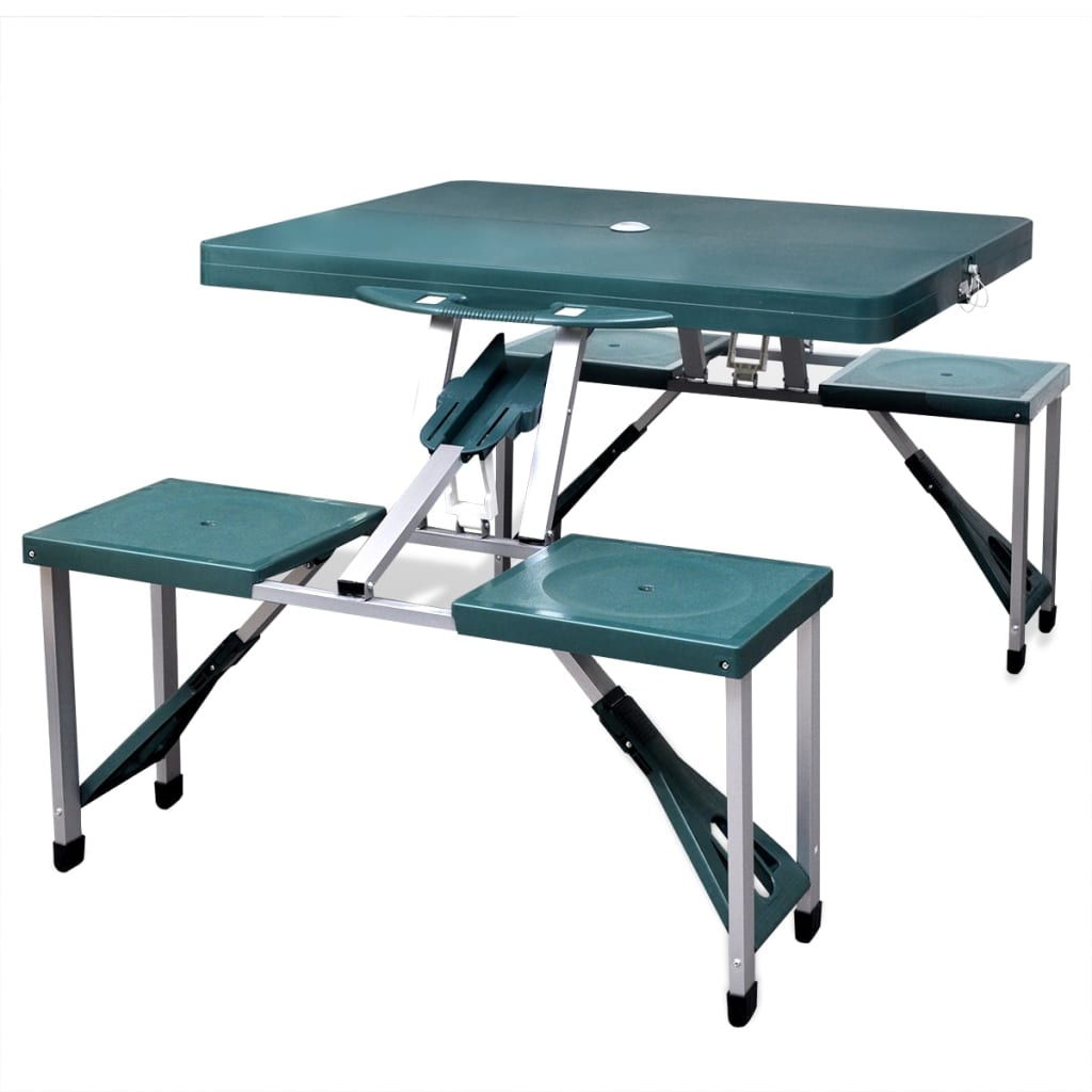 Campingset inklapbaar lichtgewicht 120x60 cm aluminium groen is nu te koop bij PeponiXL, paradijselijk wonen!