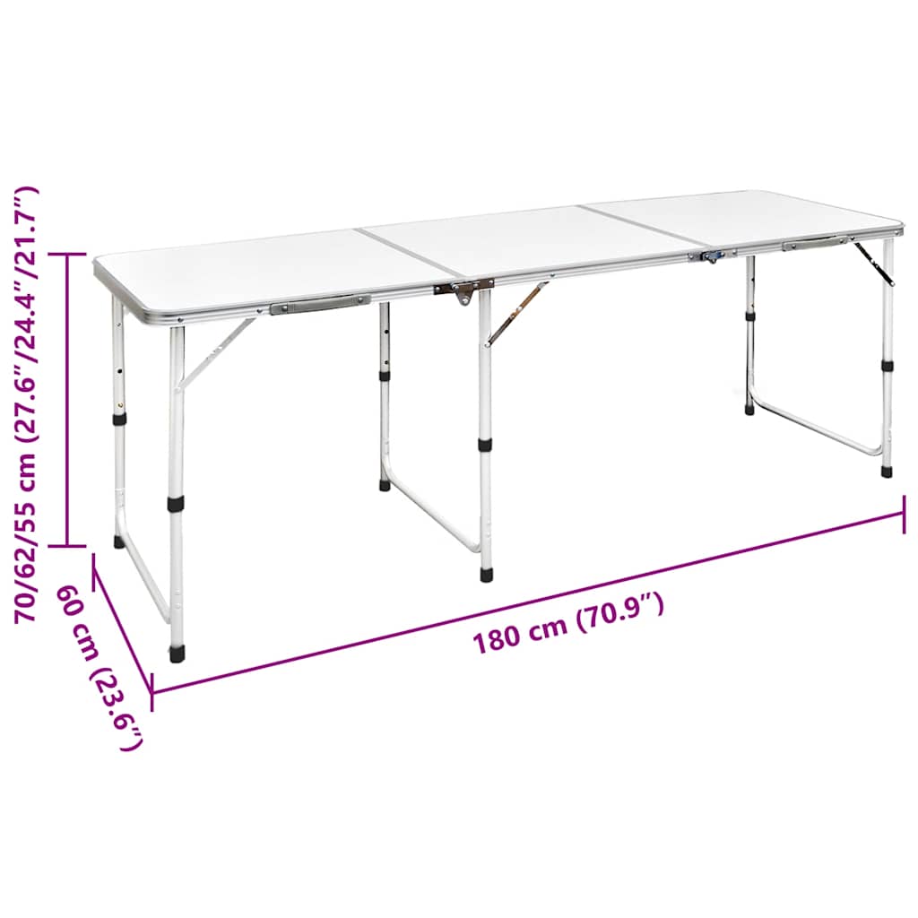 Campingtafel inklapbaar en verstelbaar in hoogte aluminium 180 x 60 cm is nu te koop bij PeponiXL, paradijselijk wonen!