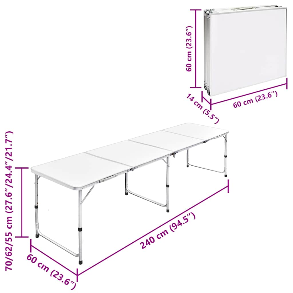 Campingtafel inklapbaar en verstelbaar 240x60 cm aluminium is nu te koop bij PeponiXL, paradijselijk wonen!