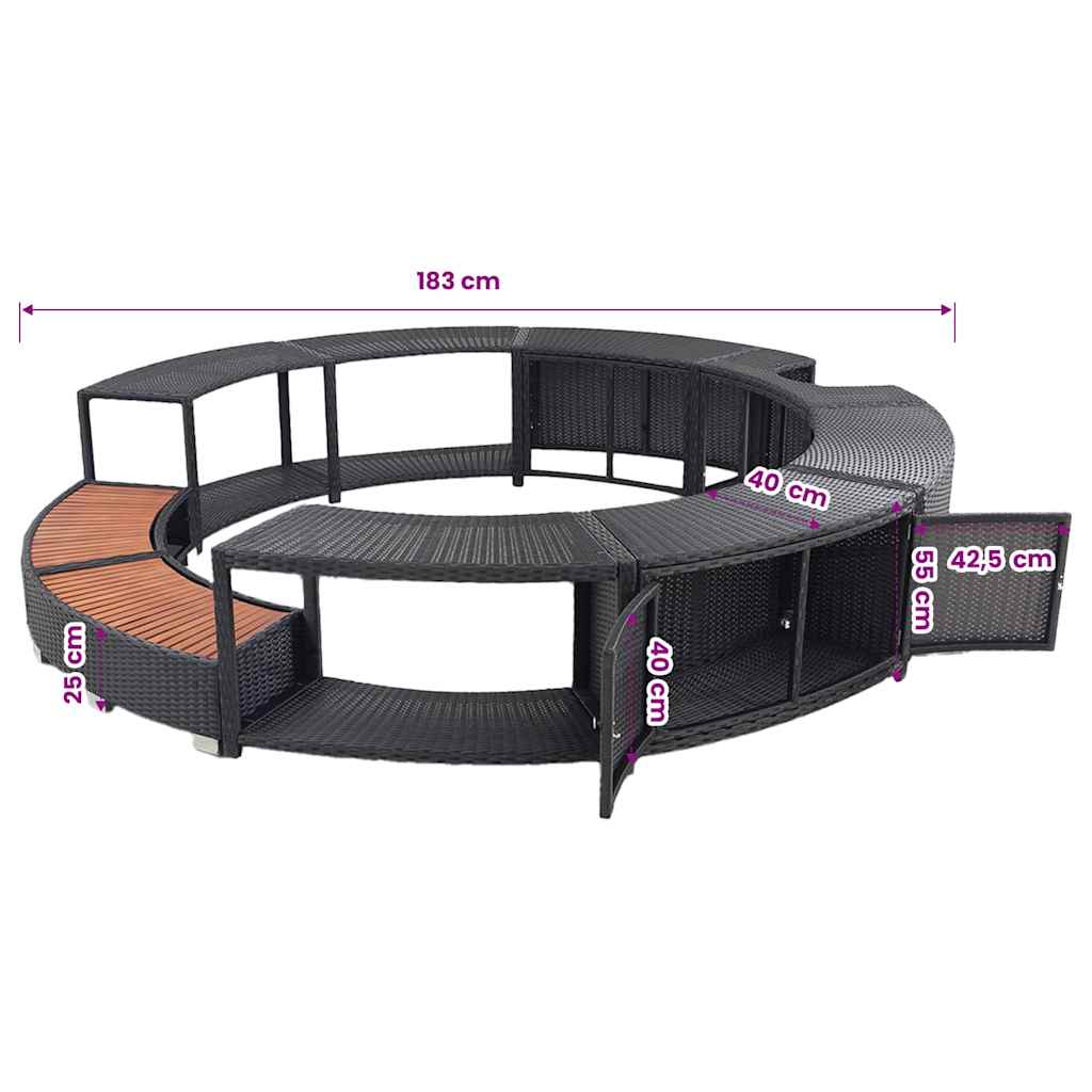 Hottub-ombouw poly rattan zwart is nu te koop bij PeponiXL, paradijselijk wonen!