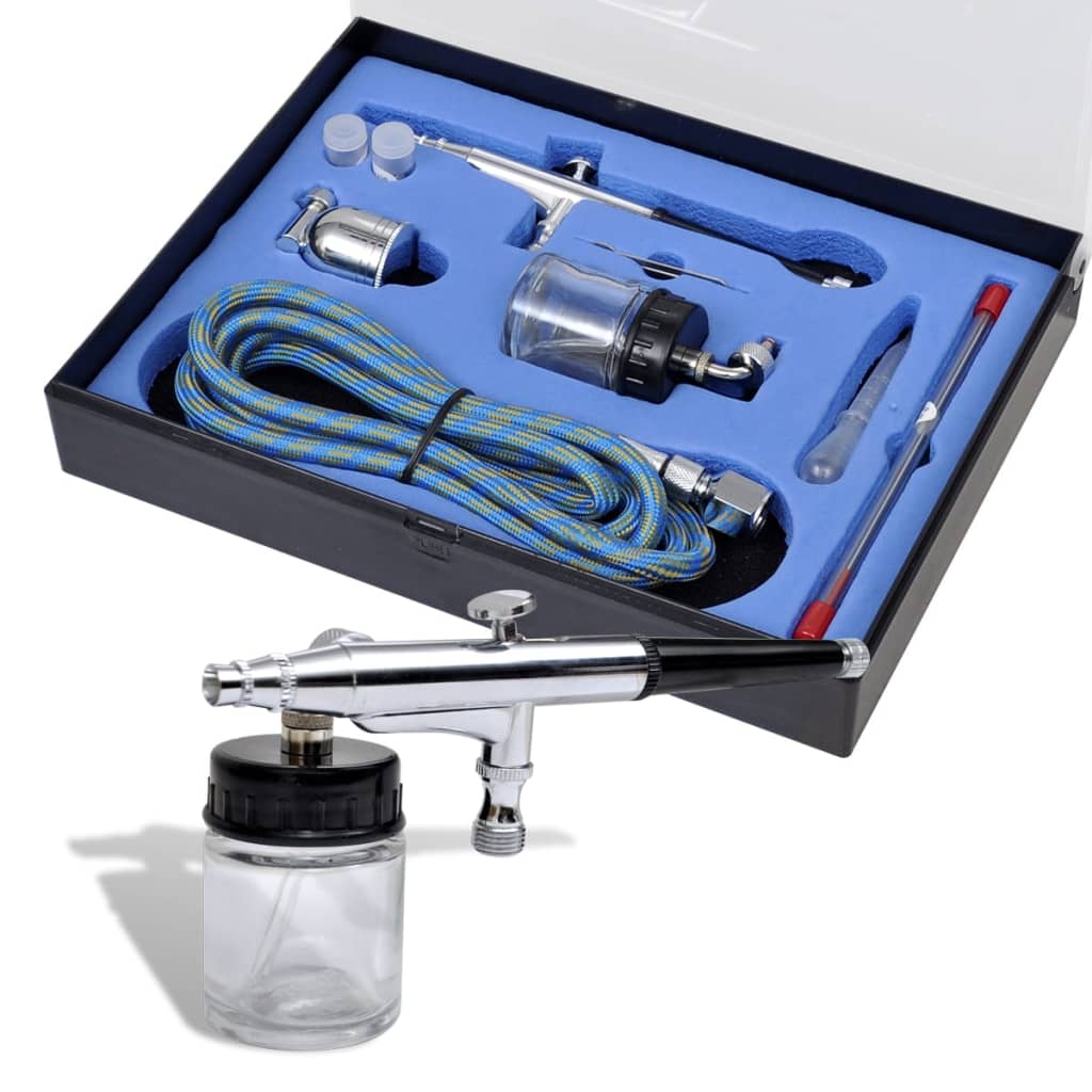 Airbrush set met glazen beker 0,2 / 0,3 / 0,5 mm mondstukken is nu te koop bij PeponiXL, paradijselijk wonen!