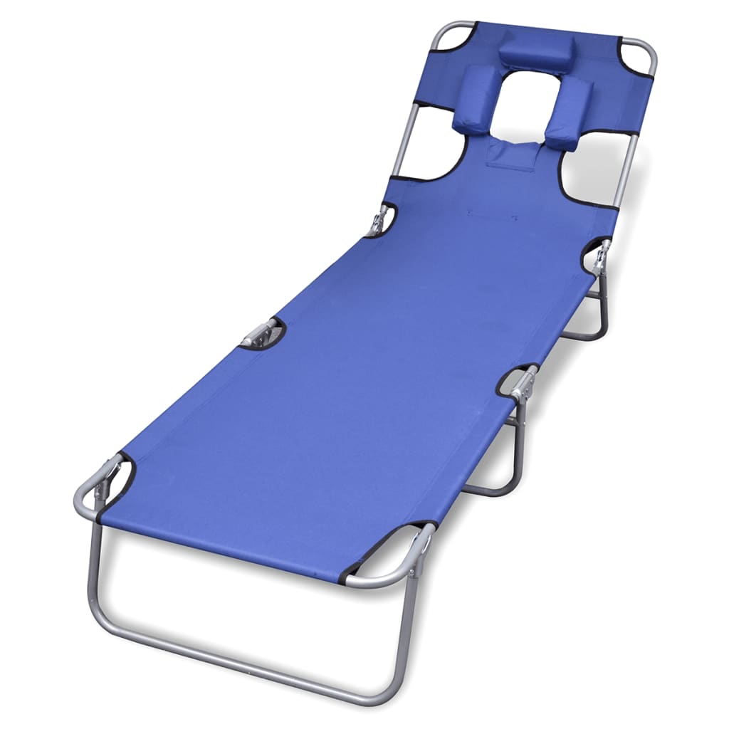 Ligbed inklapbaar met hoofdkussen gepoedercoat staal blauw is nu te koop bij PeponiXL, paradijselijk wonen!