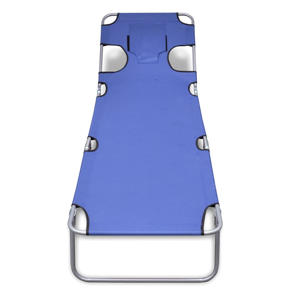 Ligbed inklapbaar met hoofdkussen gepoedercoat staal blauw is nu te koop bij PeponiXL, paradijselijk wonen!