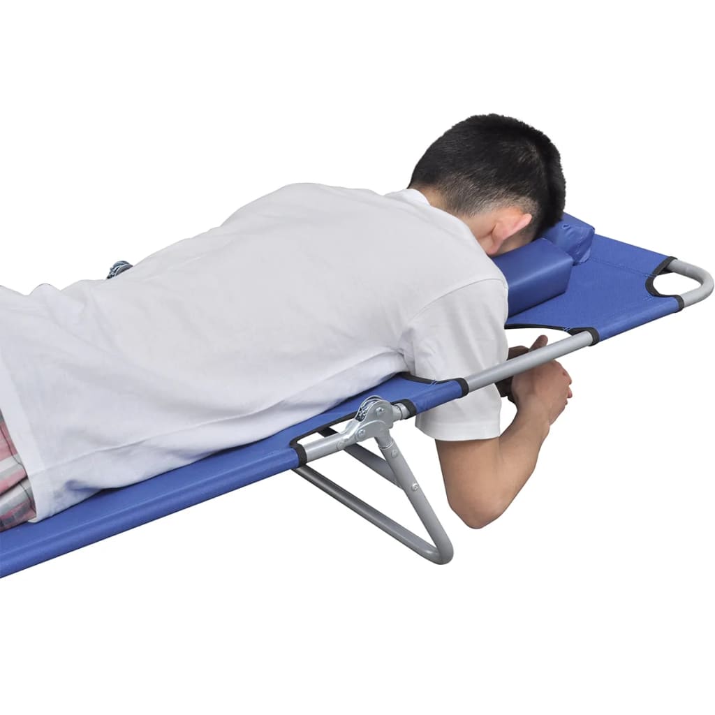 Ligbed inklapbaar met hoofdkussen gepoedercoat staal blauw is nu te koop bij PeponiXL, paradijselijk wonen!