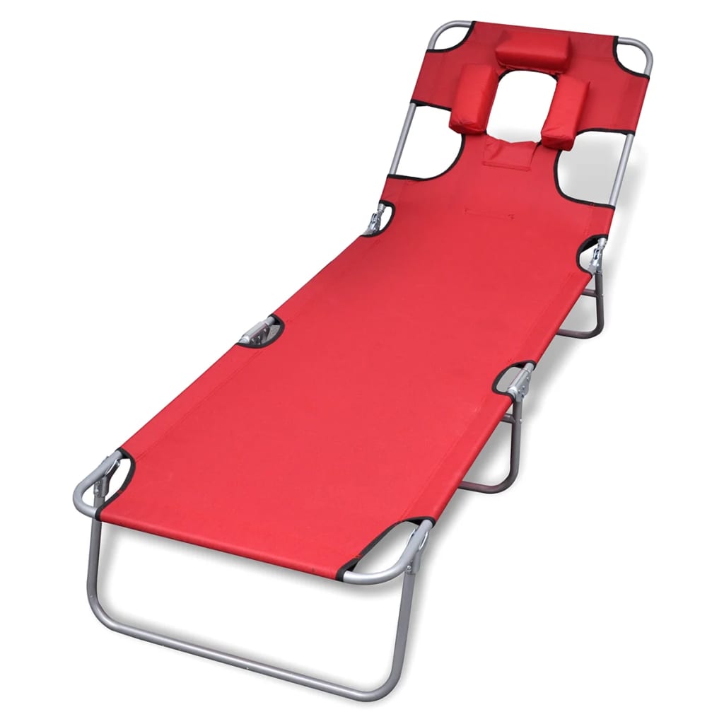 Ligbed inklapbaar met hoofdkussen gepoedercoat staal rood is nu te koop bij PeponiXL, paradijselijk wonen!