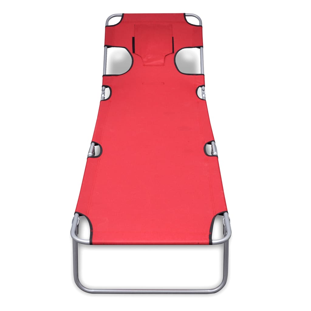 Ligbed inklapbaar met hoofdkussen gepoedercoat staal rood is nu te koop bij PeponiXL, paradijselijk wonen!