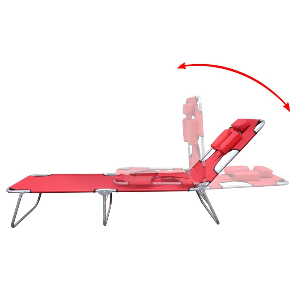 Ligbed inklapbaar met hoofdkussen gepoedercoat staal rood is nu te koop bij PeponiXL, paradijselijk wonen!