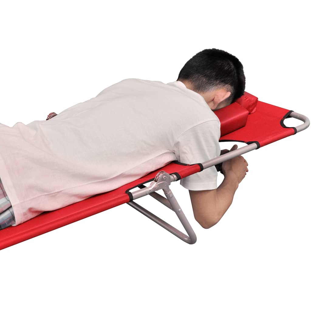 Ligbed inklapbaar met hoofdkussen gepoedercoat staal rood is nu te koop bij PeponiXL, paradijselijk wonen!