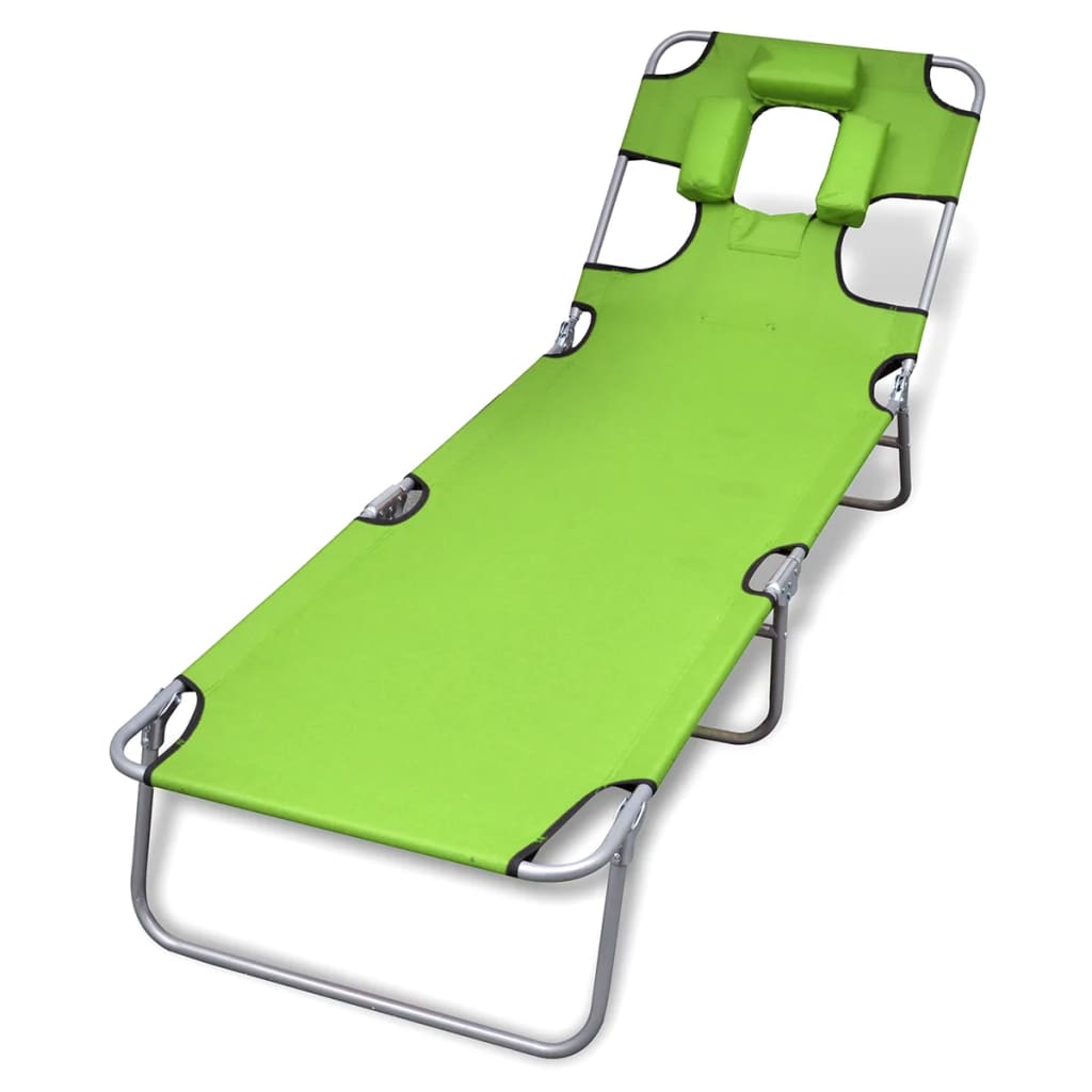 Ligbed inklapbaar met hoofdkussen gepoedercoat staal groen is nu te koop bij PeponiXL, paradijselijk wonen!