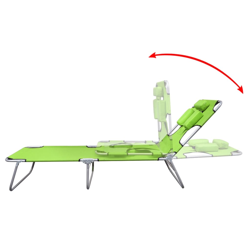 Ligbed inklapbaar met hoofdkussen gepoedercoat staal groen is nu te koop bij PeponiXL, paradijselijk wonen!
